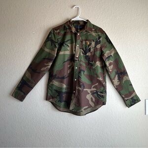 RALPH LAUREN Shirt Size Youth  XL (18-20) Green Camouflaged Long Sleeve